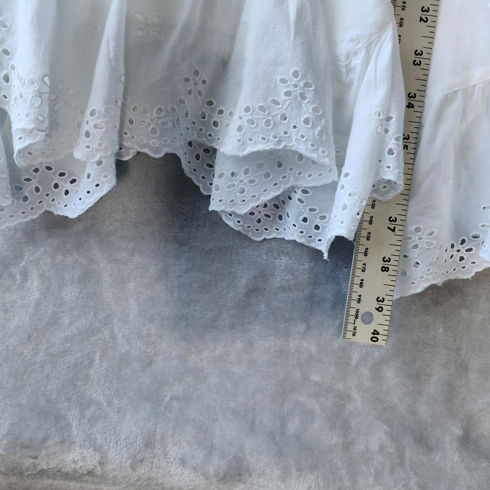 Madewell Dress Size 8 Eyelet Lace Flutter White Cotton Pockets Voile Mini NWT - Picture 12 of 12